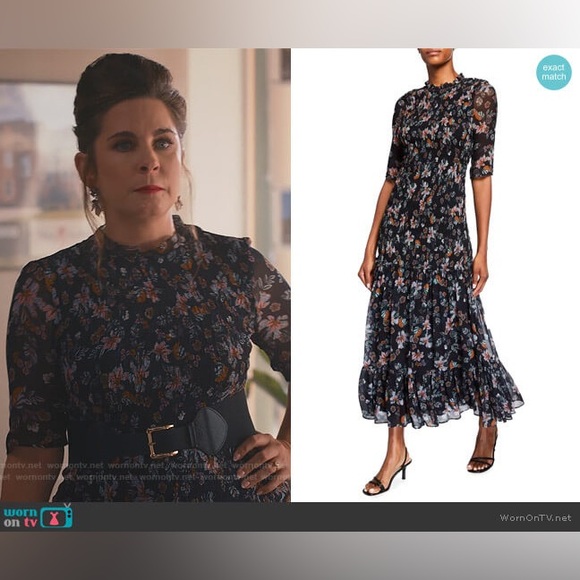Veronica Beard floral Smocked Gabi Maxi Dress